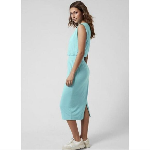 NWT Athleta Santorini Cinch Midi Dress Gulf Green L - Picture 2 of 4